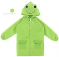 Waterproof green frog raincoat for kids with 3D animal hood and functional pockets - Grass Green Frog