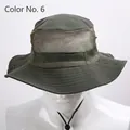 Army green breathable camo sun hat with wide brim and mesh vents for hiking and fishing - Color 6 (Army Green)