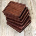 Set of 6 square black walnut wood coasters with heat-resistant non-slip groove design - Black Walnut Square Grooved 8.8cm