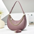 Sac hobo élégant en cuir mauve avec chaîne dorée et bandoulière amovible - Violet