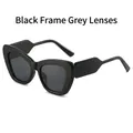 Occhiali da sole cat eye chic con montatura nera spessa e lenti grigio scuro alla moda - Montatura Nera Lenti Grigio Nero