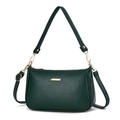 Minimalist dark green lychee leather crossbody bag with adjustable strap and gold hardware - Green