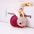 Portachiavi con coniglio di strass rosa in metallo dorato e chiusura a moschettone - Rosso Porpora