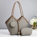 Set chic di 3 borse a tracolla kaki con design a pieghe e dettagli dorati - Grigio