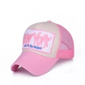 Mesh-Trucker-Cap in Beige und Rosa mit besticktem NEW YORK Aufnäher im Used-Look - Hellrosa