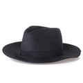 Chapeau fedora en paille noire pour hommes et femmes avec ruban décoratif assorti - M (56-58cm) / Large Bord Noir