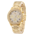 Luxuriöse goldene Geneva Damen-Quarzuhr mit funkelnden Strasssteinen und Metallarmband - Gold