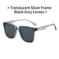 Occhiali da sole quadrati oversize con montatura argento trasparente e lenti grigie - Montatura Grigio Trasparente Lente Grigia