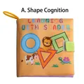 Educational 3D baby cloth book for learning shapes with cartoon animals and hanging ring - Shapes