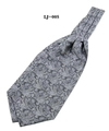 Close-up of grey paisley pattern on a men's satin ascot tie with intricate details - 60-80cm / Grey Paisley Style (LJ-005)