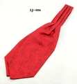 Detailed view of red paisley patterned men's ascot tie with luxurious glossy texture - 60-80cm / Red Paisley Style (LJ-006)