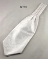 Detailed view of white men's Ascot tie featuring a tonal paisley jacquard pattern - 60-80cm / White Paisley Style (LJ-011)