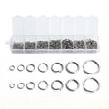3-10mm stainless steel open jump rings set with transparent plastic organizer box - 770pcs/Box / Steel