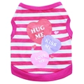 Gilet a righe bianche e rosa per animali con stampe Hug Me Kiss Me per cani piccoli - XS / Rosa