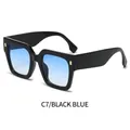 Lunettes de soleil carrées monture noire brillante et verres dégradés bleus - Monture Noire Verre Bleu Dégradé