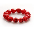 Detalle de cuentas de calavera roja en piedra sintética para pulsera de estilo punk - Rojo