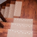 Brown anti-slip stair treads with luminous dog paw prints set on wooden steps - 55*22*4.5cm / Beige