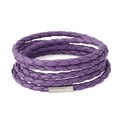 Multilayer purple braided PU leather bracelet with silver magnetic buckle for women - Purple