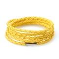 Multilayer braided PU leather bracelet in bright yellow with polished magnetic clasp - Yellow