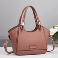 Elegante borsa a mano trapezoidale in ecopelle malva con dettagli dorati e manici - Rosa Antico