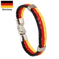 Germany national flag theme braided leather bracelet with silver metal clasp - Germany Style
