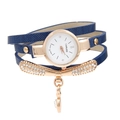 Luxury women's quartz bracelet watch with blue snake pattern strap and rose gold crystal case - Sapphire Blue