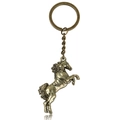 Detailed close-up of antique bronze horse keychain with a robust metal ring and chain - Running Horse Antique Bronze