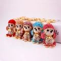 Sparkling crystal rhinestone poodle dog keychains in red, purple, blue, pink, and orange - Random Color
