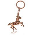 Creative bronze galloping horse keychain with vintage metal alloy finish on white background - War Horse Antique Red Copper
