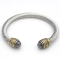 Vintage-Kabelarmreif mit zweifarbigem Gold- und Silber-Drehseil-Design für Damen - Einstellbar Offen / Gold und Silber Zweifarbig