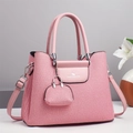 Roze canvas handtas met mini-bedeltje en verstelbare riem, chique macaron-stijl tas - Roze