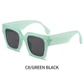 Lunettes de soleil carrées vert menthe translucide avec verres gris foncé et détails dorés - Monture Verte Verre Gris