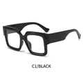 Occhiali quadrati oversize nero lucido con filtro luce blu e montatura spessa - Montatura Nera Lucida Lenti Trasparenti (C1/BLACK)