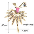 Detail showing ballerina brooch dimensions of 6.1cm by 4.4cm with crystal accents - C1044 Ballet Dancer