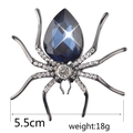 Spilla a ragno con cristallo blu navy e strass su base in metallo nero - C1046 Ragno Blu Profondo