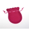 Dettaglio del sacchetto in velluto rosa con bordo a petalo e chiusura a coulisse in tinta - 7x9cm / Rosa Rosso