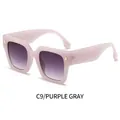 Lunettes de soleil carrées lilas avec verres dégradés violet gris et détails dorés - Monture Violette Verres Gris