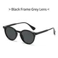 Retro round black frame glasses with grey lenses in a vintage minimalist design - Black Frame Black Grey Lens