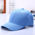Detail of sky blue cotton baseball cap crown with breathable eyelets and top stitch - Light Blue