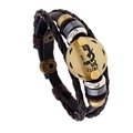 Braided multi-layer dark brown leather bracelet featuring an antique bronze Virgo charm - Virgo