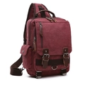 Borsa a tracolla versatile in tela bordeaux con dettagli in pelle e tracolla regolabile - Rosso Vino Monospalla