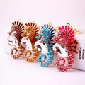 Classic seahorse rhinestone keychains in four colors with large teardrop crystal charms - Random Color