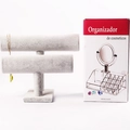 Double-tier grey velvet jewelry display stand for bracelets and necklaces - Grey Ice Velvet Double Layer Bracelet Stand