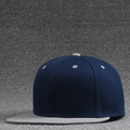 Classic snapback baseball cap in navy blue with contrast light grey flat brim - Grey Brim + Navy Blue