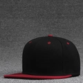 Classic snapback baseball cap in black with burgundy contrast visor and twill fabric - Wine Red Brim + Black