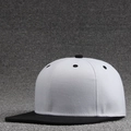 Classic two-tone flat brim baseball cap with white crown and black contrast peak - Black Brim + White
