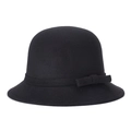 Classic black wool felt bowler hat with an elegant ribbon bow in British retro style - 57cm Adjustable / Black