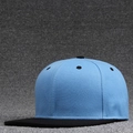 Sky blue hip hop baseball cap with flat black brim and twill fabric texture - Black Brim + Sky Blue
