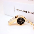 Sparkling rhinestone whistle keychain in gold finish for luxury bag charm accessories - Black