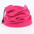 Winter fleece neck warmer in rose red with adjustable drawstring for outdoor sports - Rose Red